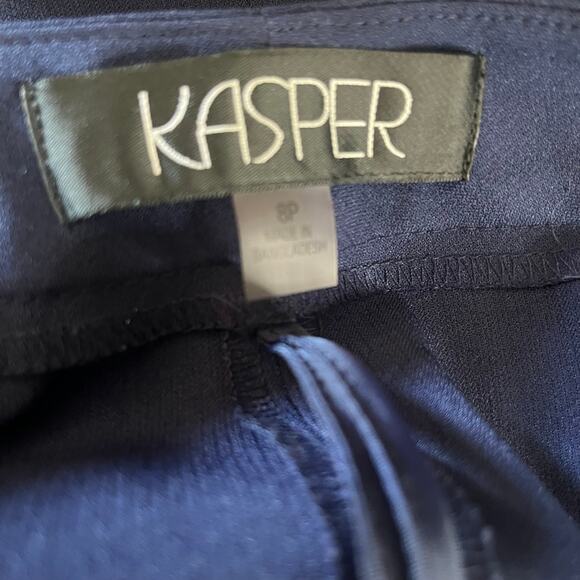 Kasper Womens Dress Pants 8P Navy Blue Pleated Front Trousers Career Work Office - Picture 5 of 12